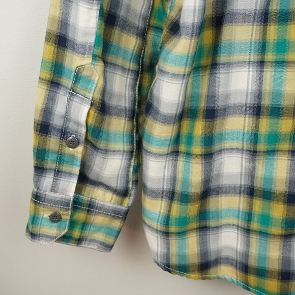 Volcom Workwear Men's Shirt Green Yellow Black Gray Plaid Size Small - Picture 7 of 9